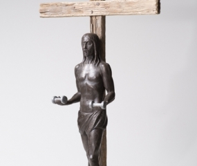 Cross training with Jesus-Curls Sculpture By Shelly Fireman