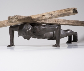 Cross-training-with-Jesus-Pushups-Sculpture By Shelly Fireman