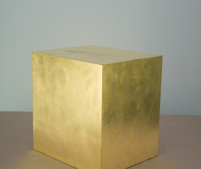 Gold Cube Sculpture by Shelly Fireman