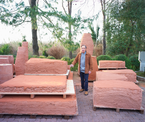 Shelly Fireman with clay slabs
